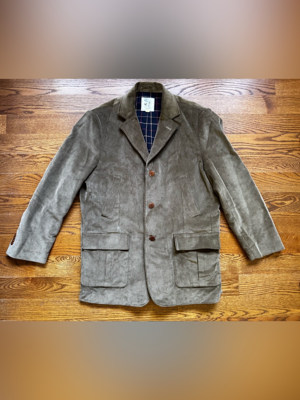 Brooks Brothers Mens L Corduroy Hunting Blazer Plaid Lined Elbow Patch